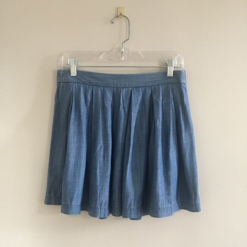 American Eagle Blue Denim Chambray Schoolgirl Uniform Mini Skirt Size Medium